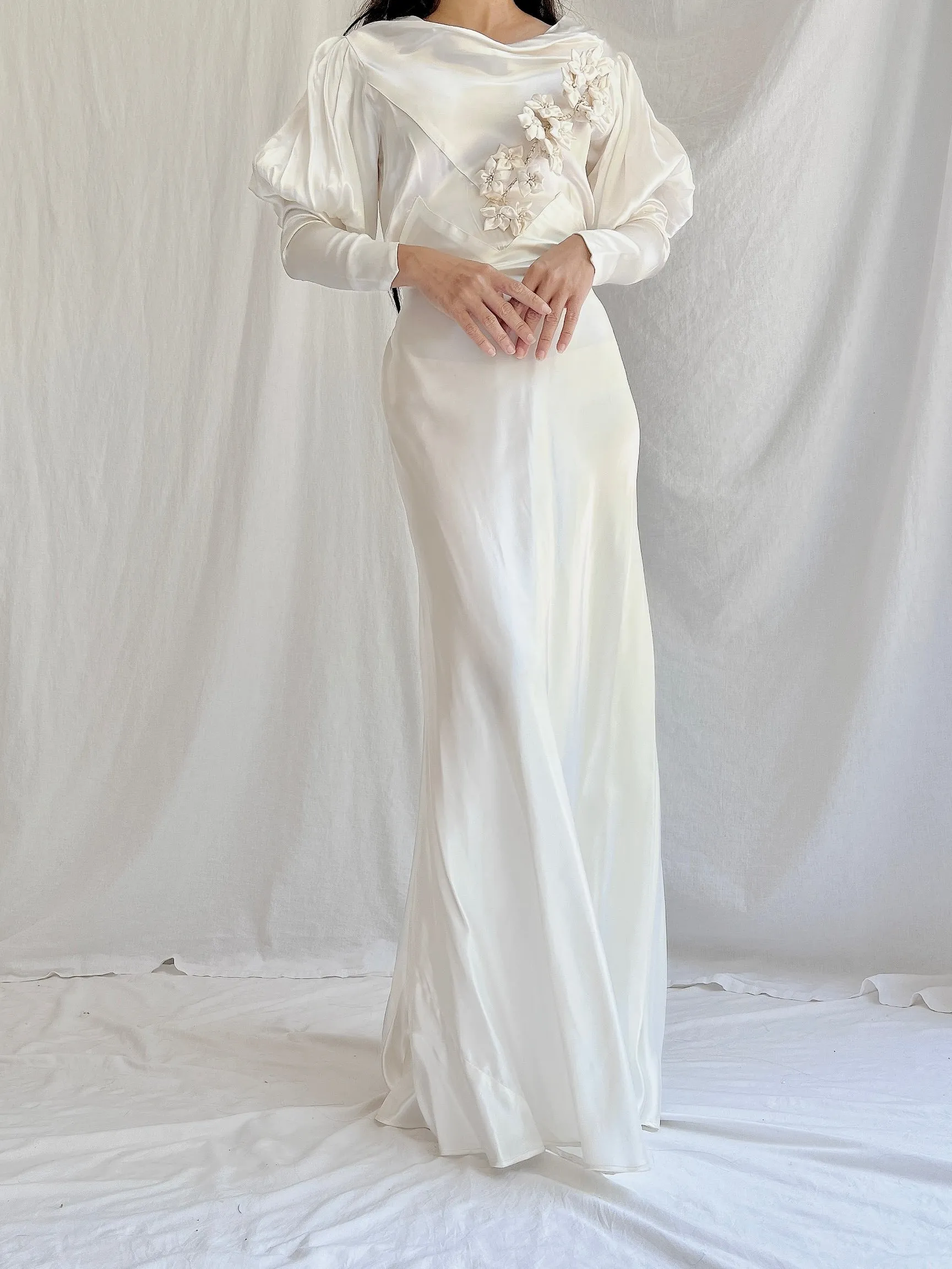 1930s Candelight Satin Gown - S