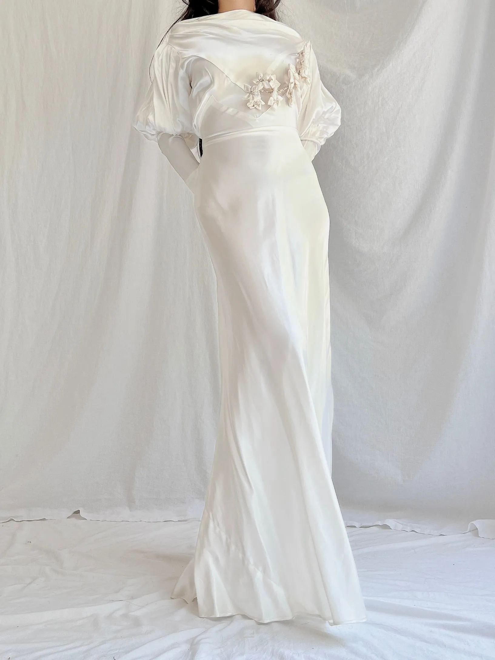 1930s Candelight Satin Gown - S