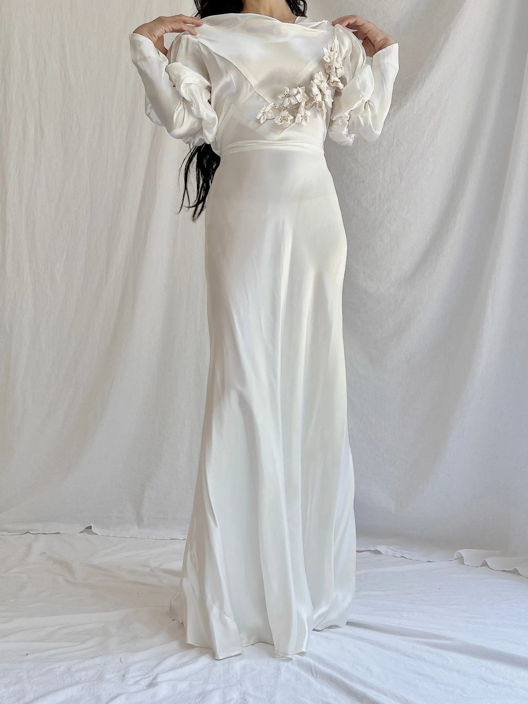 1930s Candelight Satin Gown - S