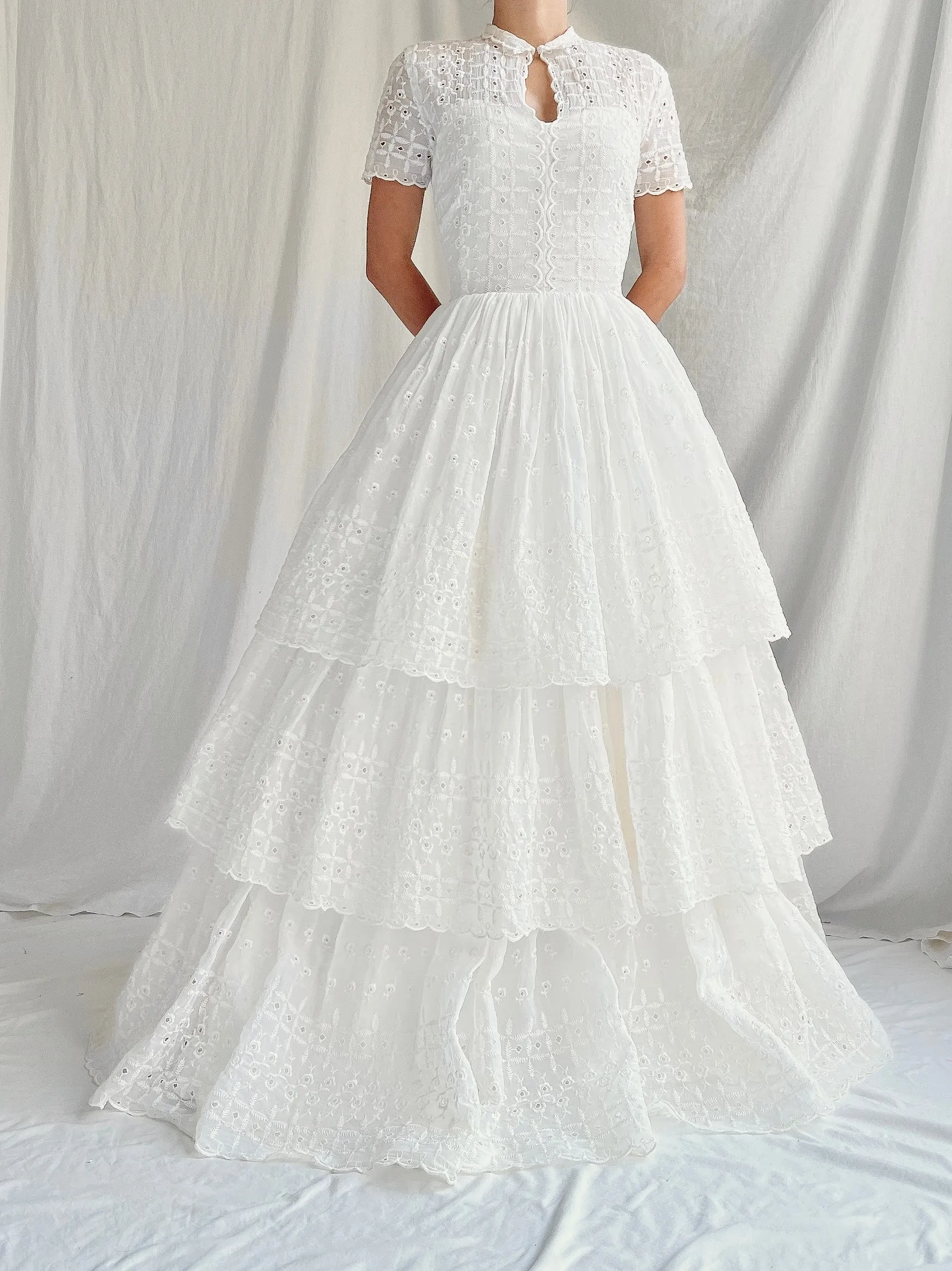 1940s Organdy Embroidered Gown - XXS