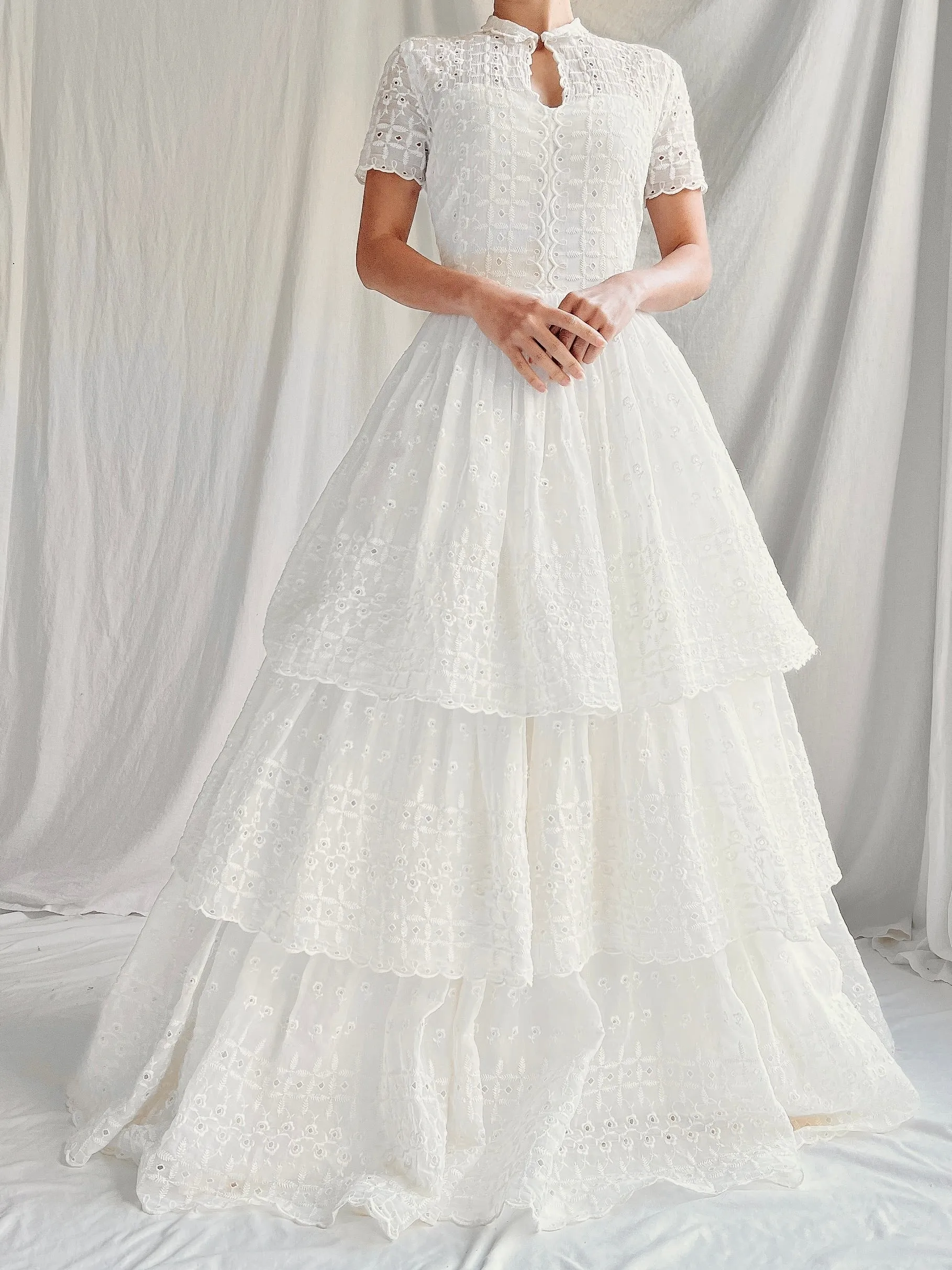 1940s Organdy Embroidered Gown - XXS