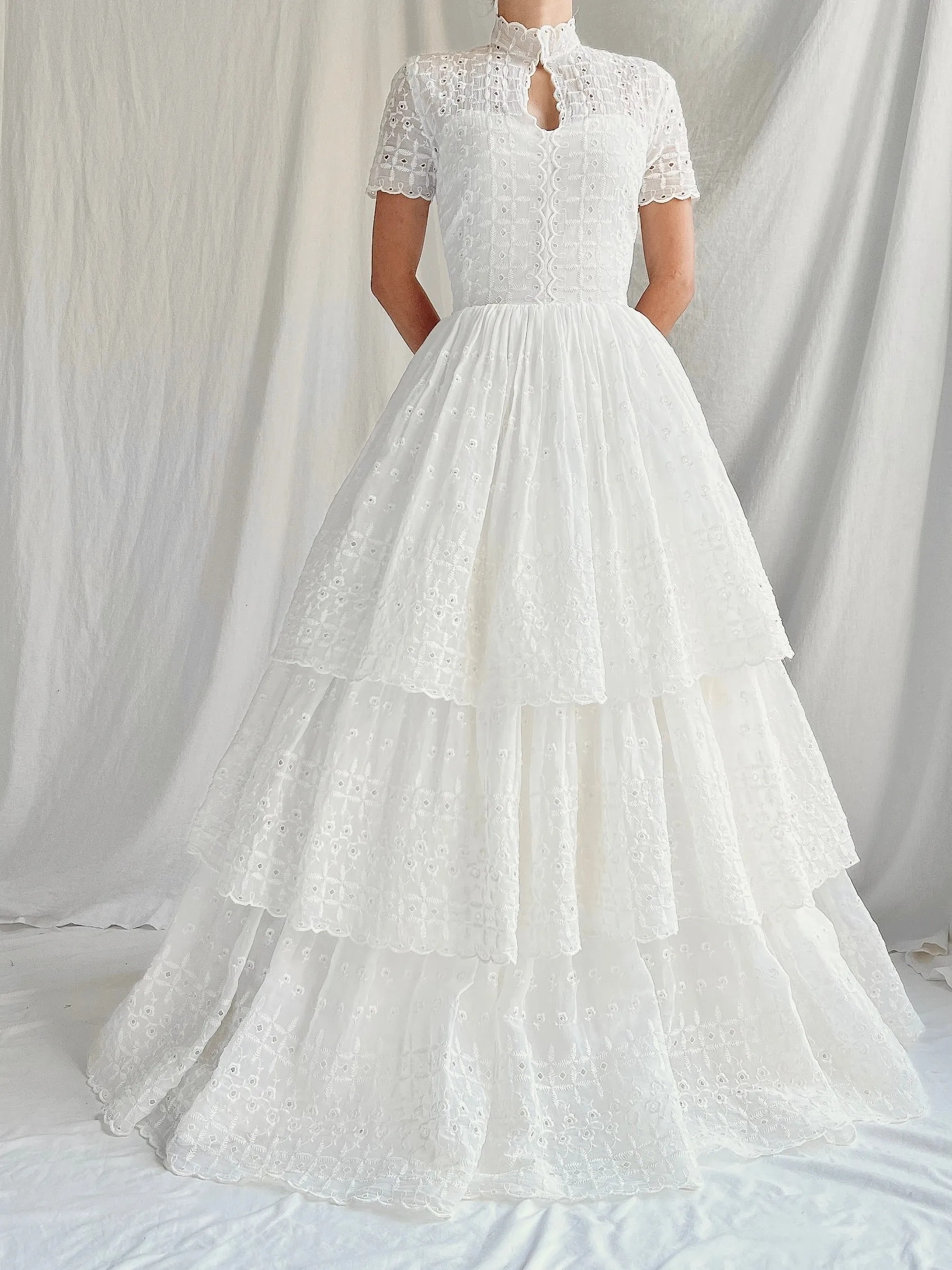 1940s Organdy Embroidered Gown - XXS