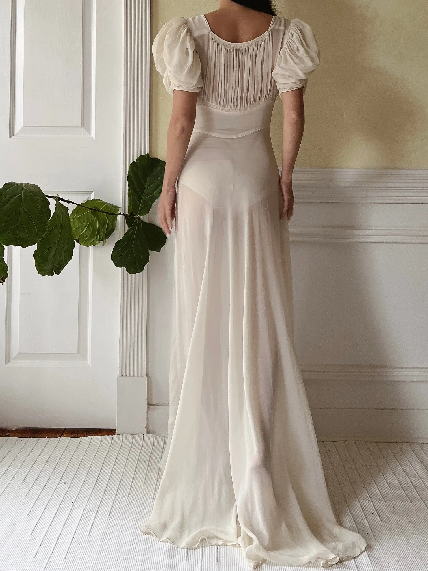 1940s Silk Chiffon Gown - XS