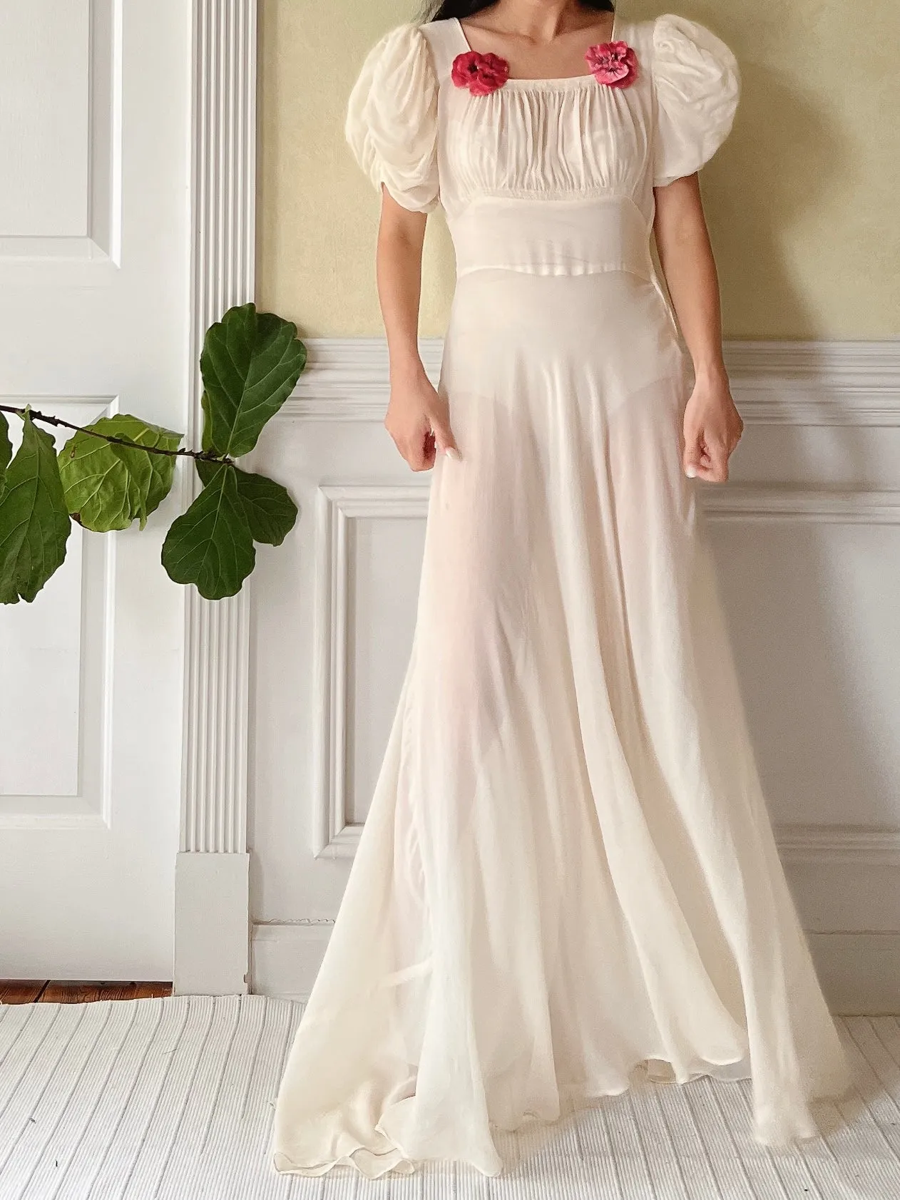 1940s Silk Chiffon Gown - XS