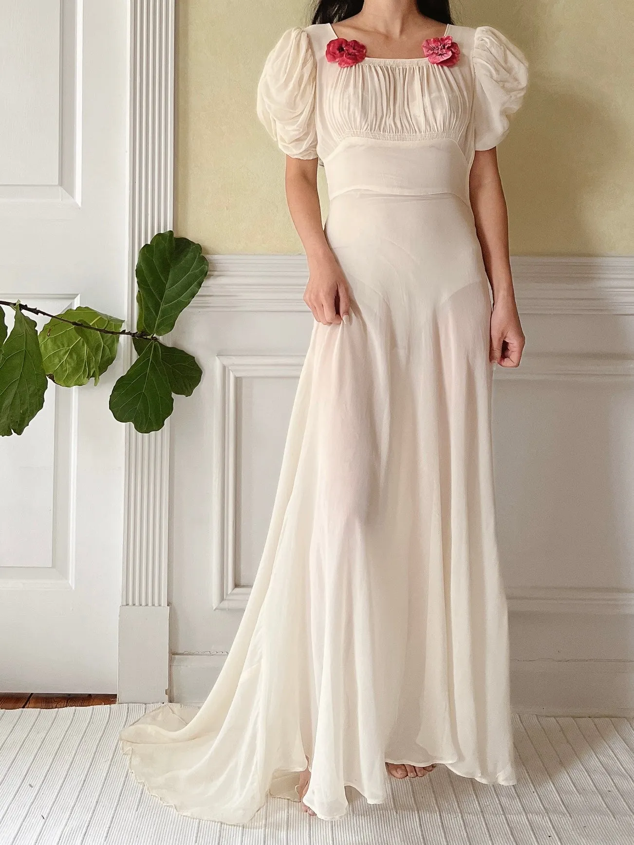 1940s Silk Chiffon Gown - XS