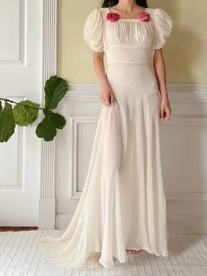 1940s Silk Chiffon Gown - XS