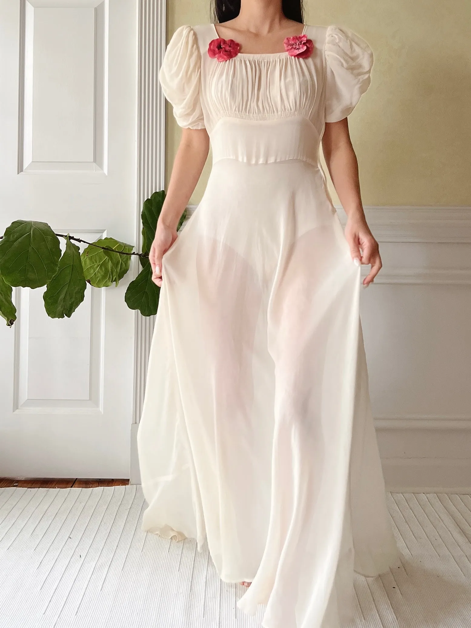 1940s Silk Chiffon Gown - XS