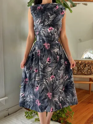 1950s Cotton Abstract Dress - XS/S