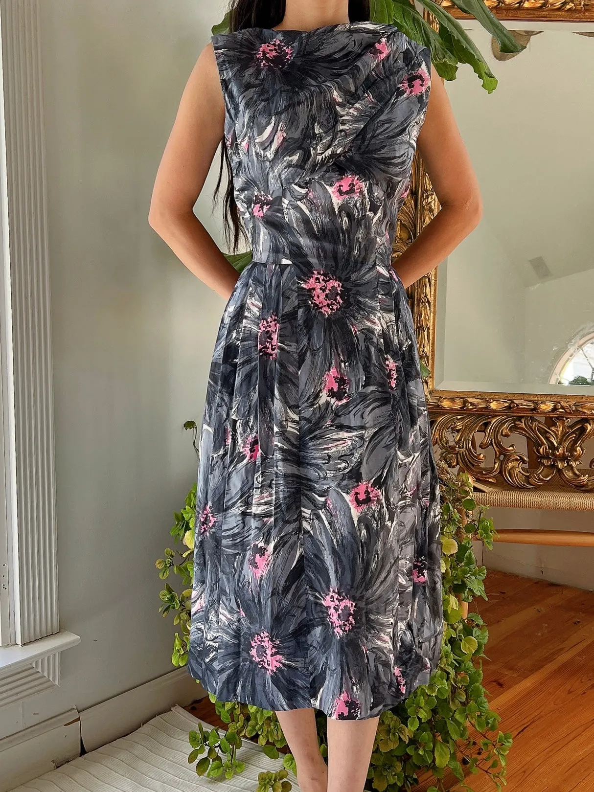 1950s Cotton Abstract Dress - XS/S