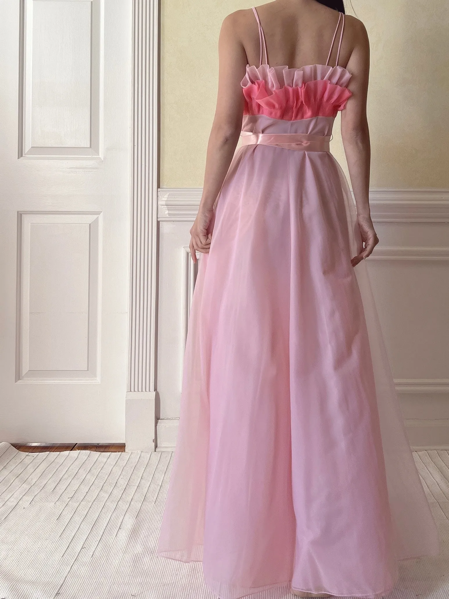 1950s Tricot Nylon Ruffle Gown - XS