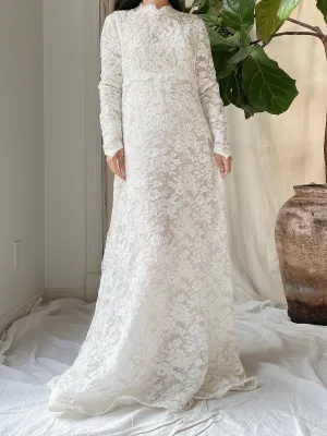 1960s Alencon Lace Gown with Train - XS/S