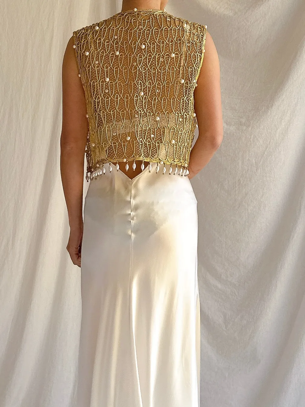 1960s Gold Beaded Top - S