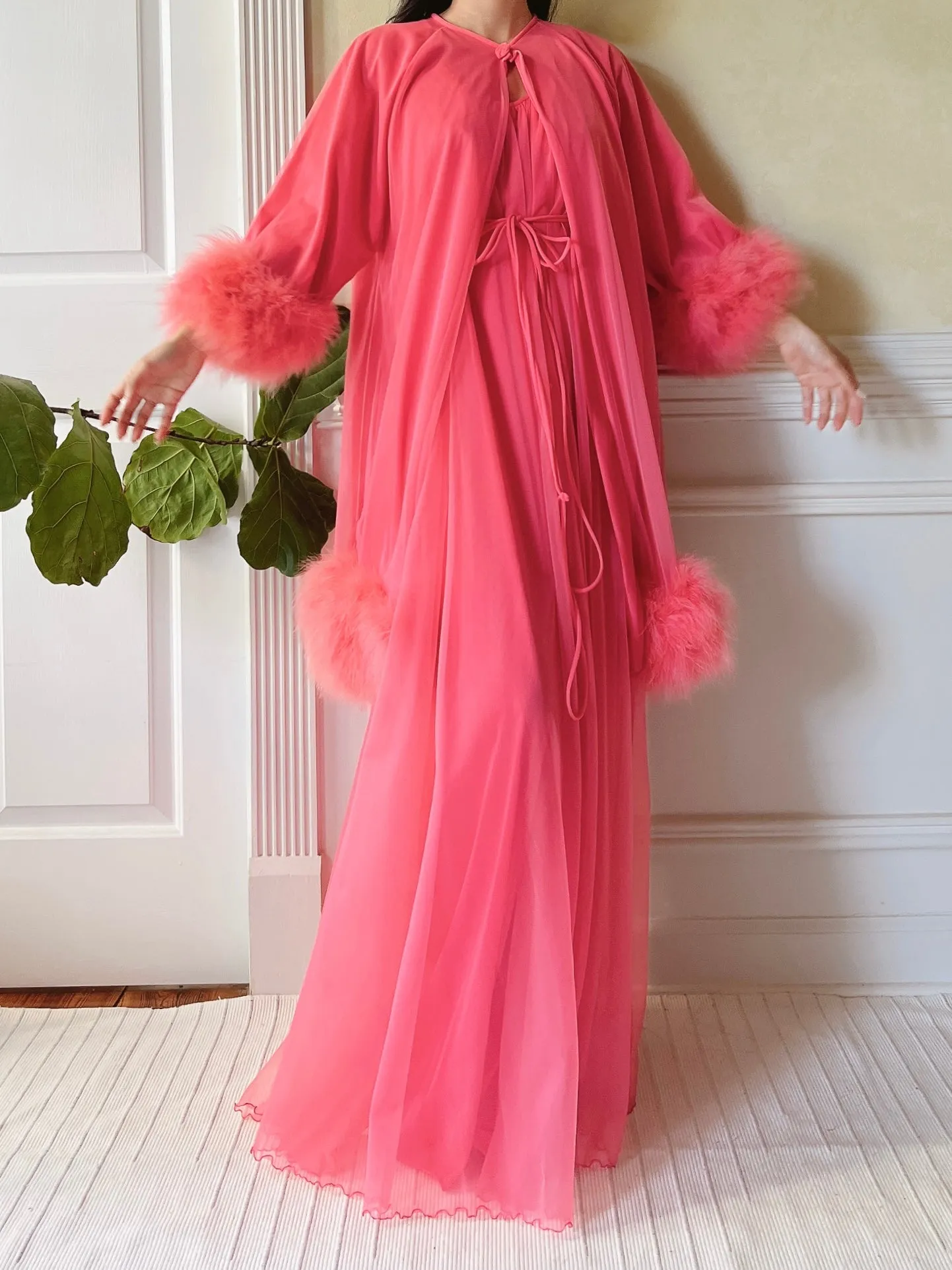 1960s Nylon Feather 2-Piece Set - OSFM