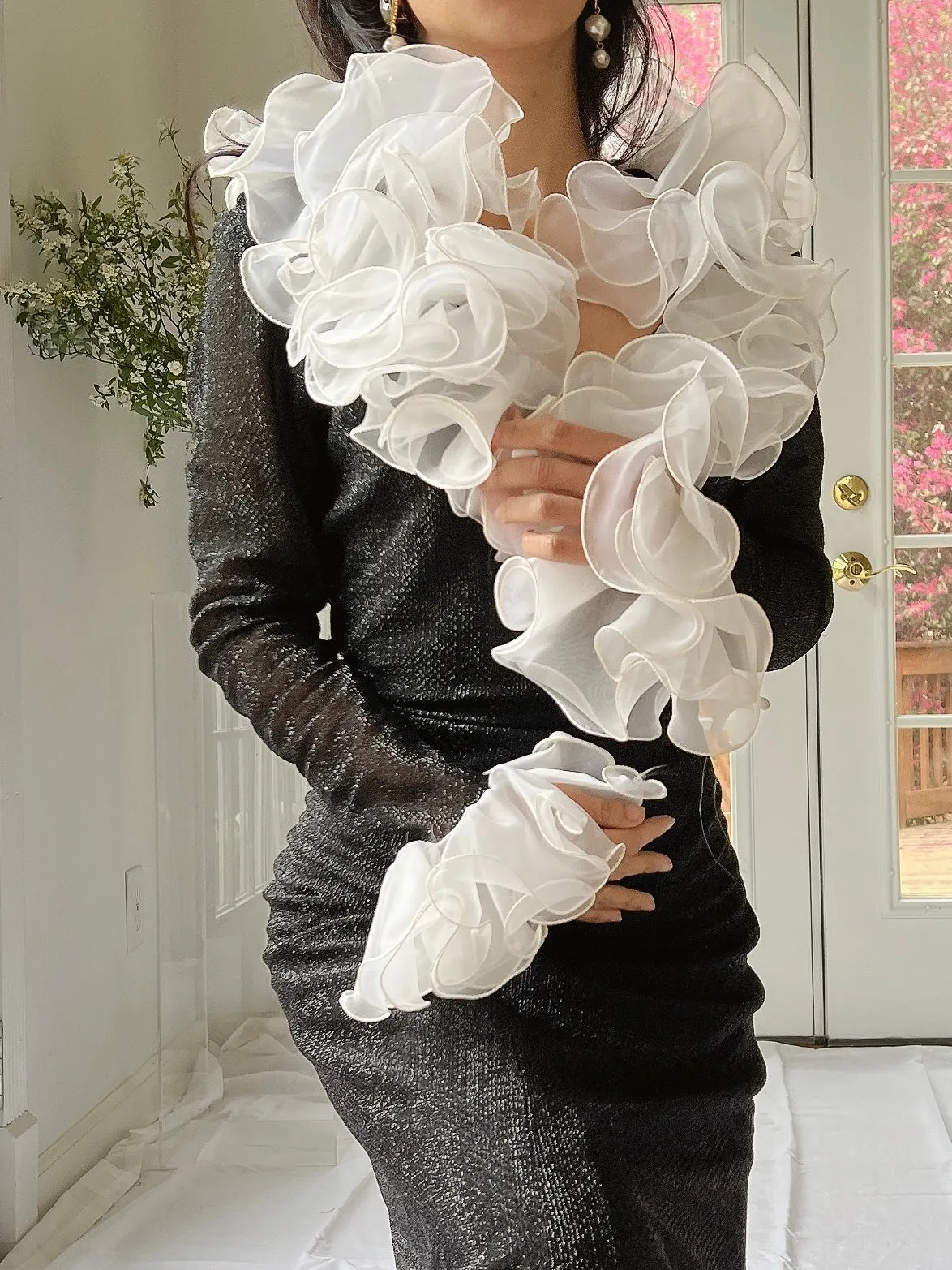 1970s Lurex Ruffle Gown - M