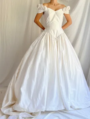 1980s Silk Rosette Basque Gown - XS/0-2