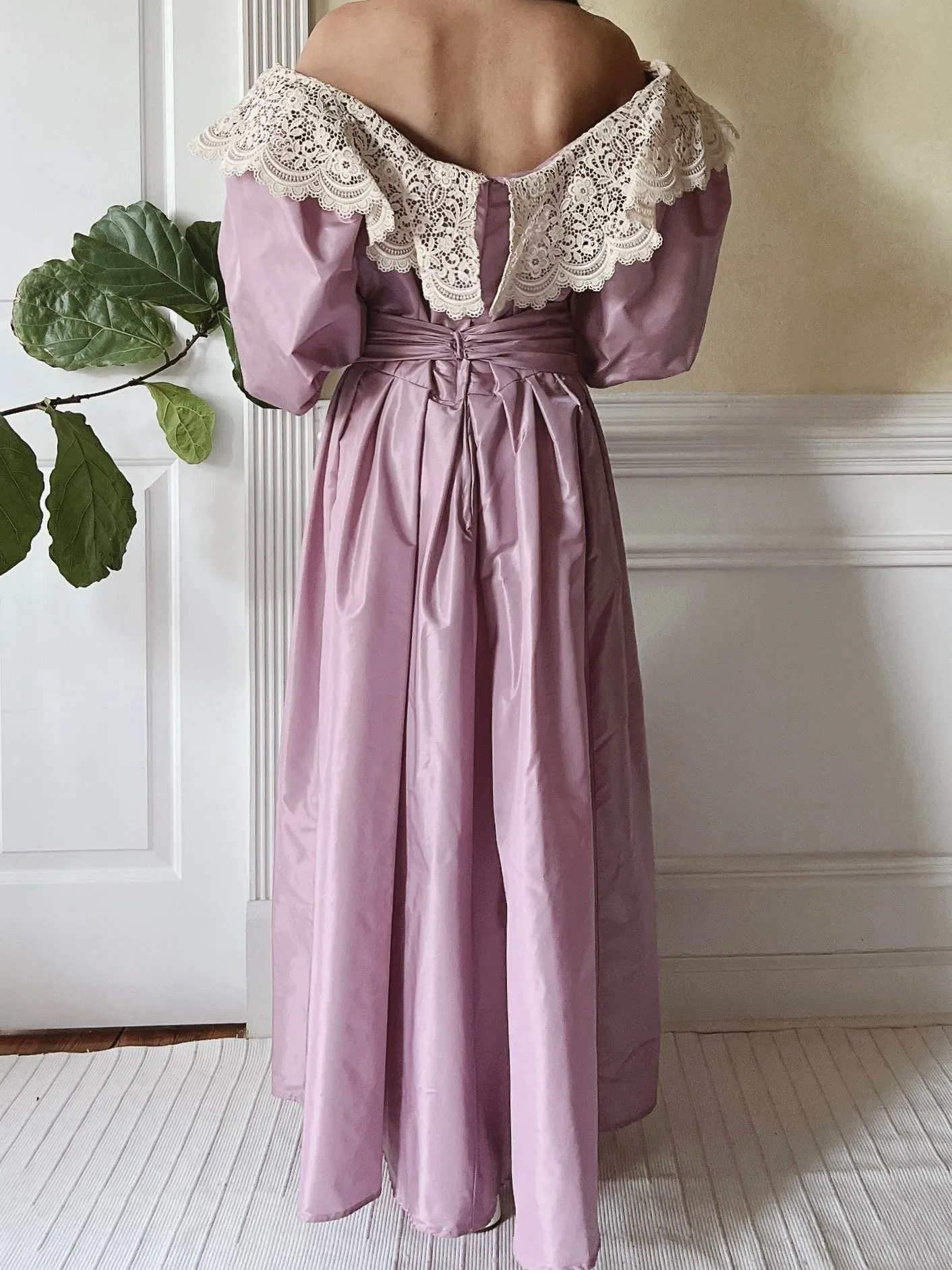 1980s Victor Costa Puff Sleeve Dress - M