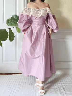 1980s Victor Costa Puff Sleeve Dress - M