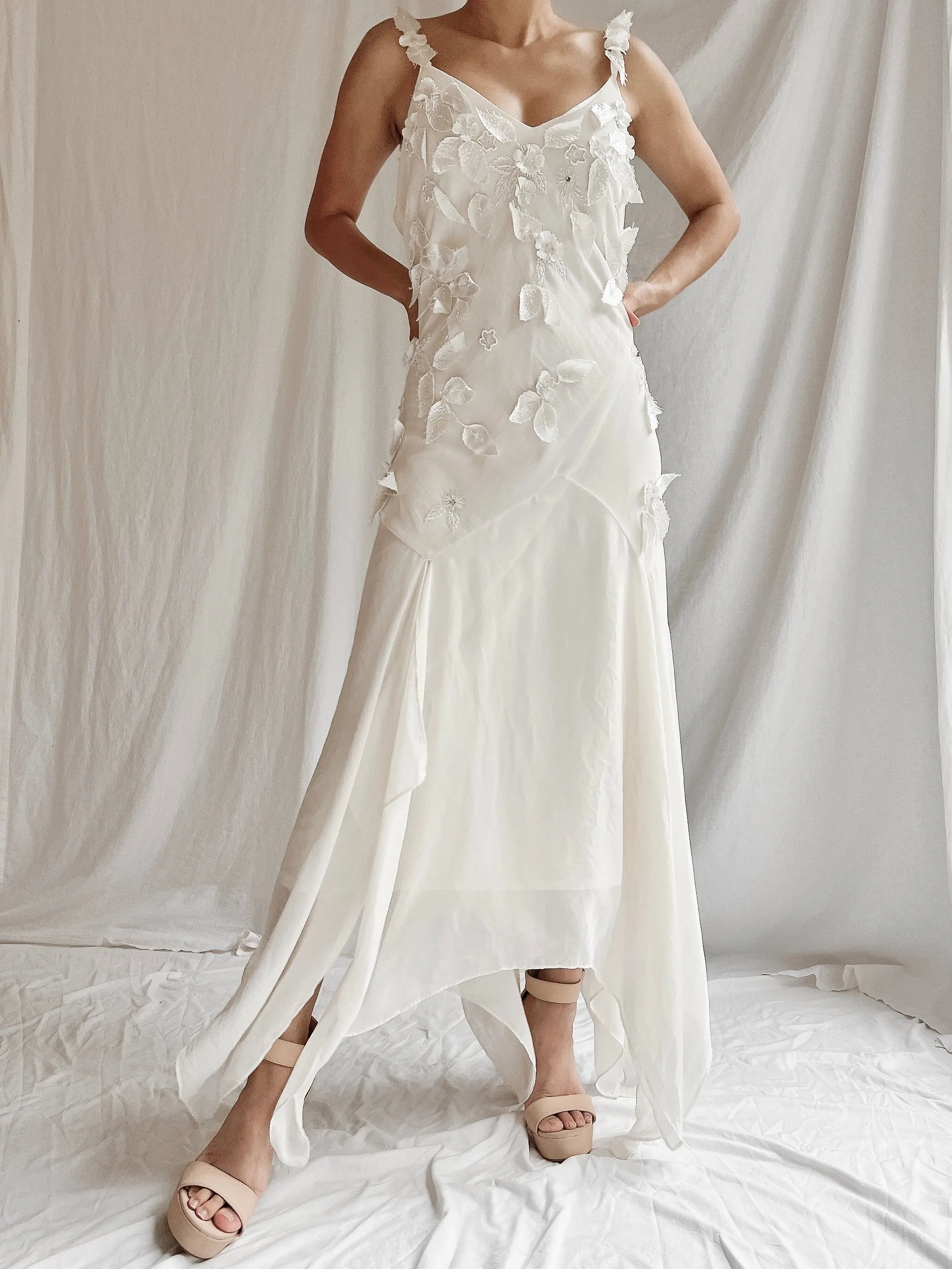 1990s Flower Applique Dress - M/L