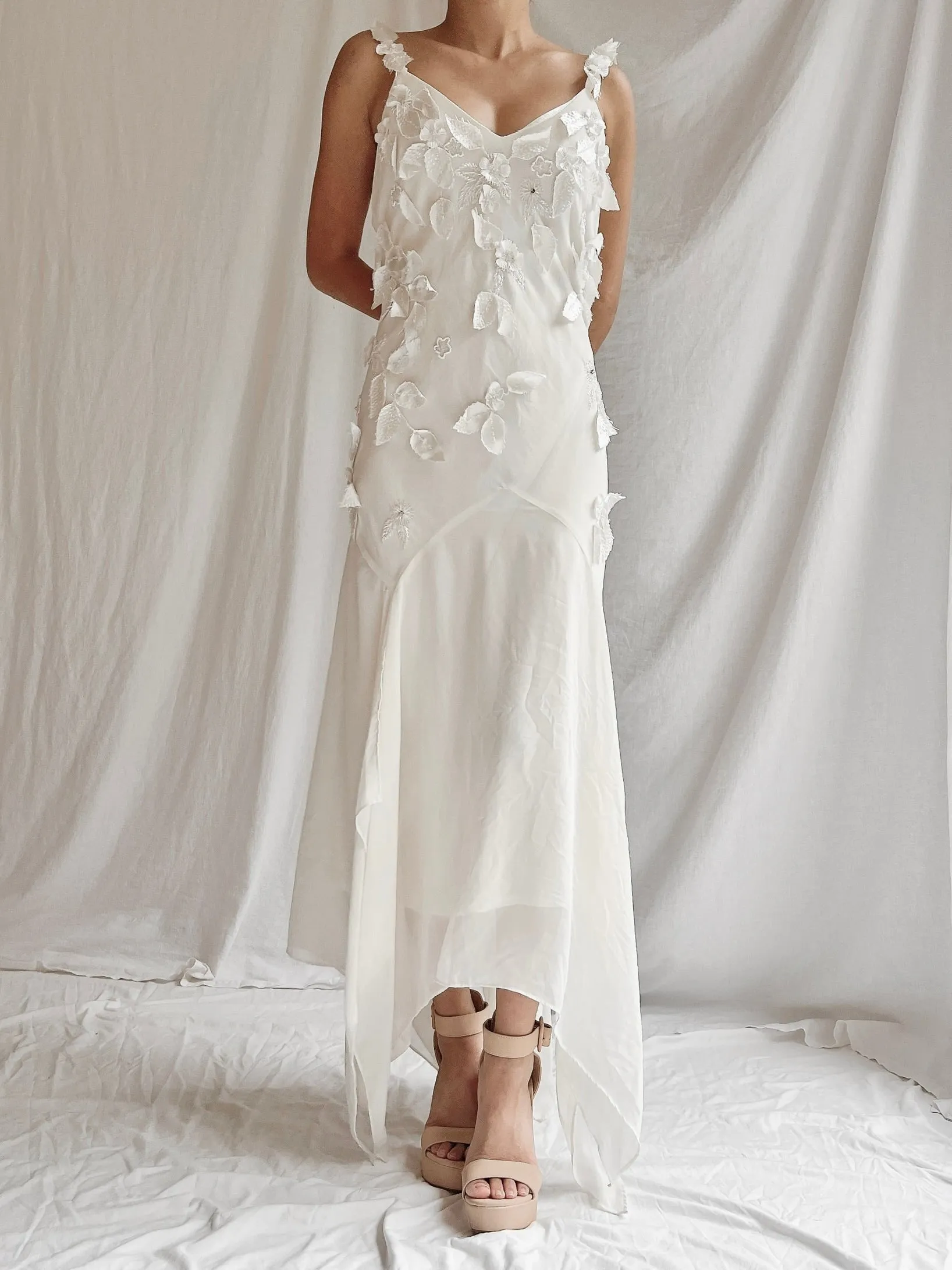 1990s Flower Applique Dress - M/L