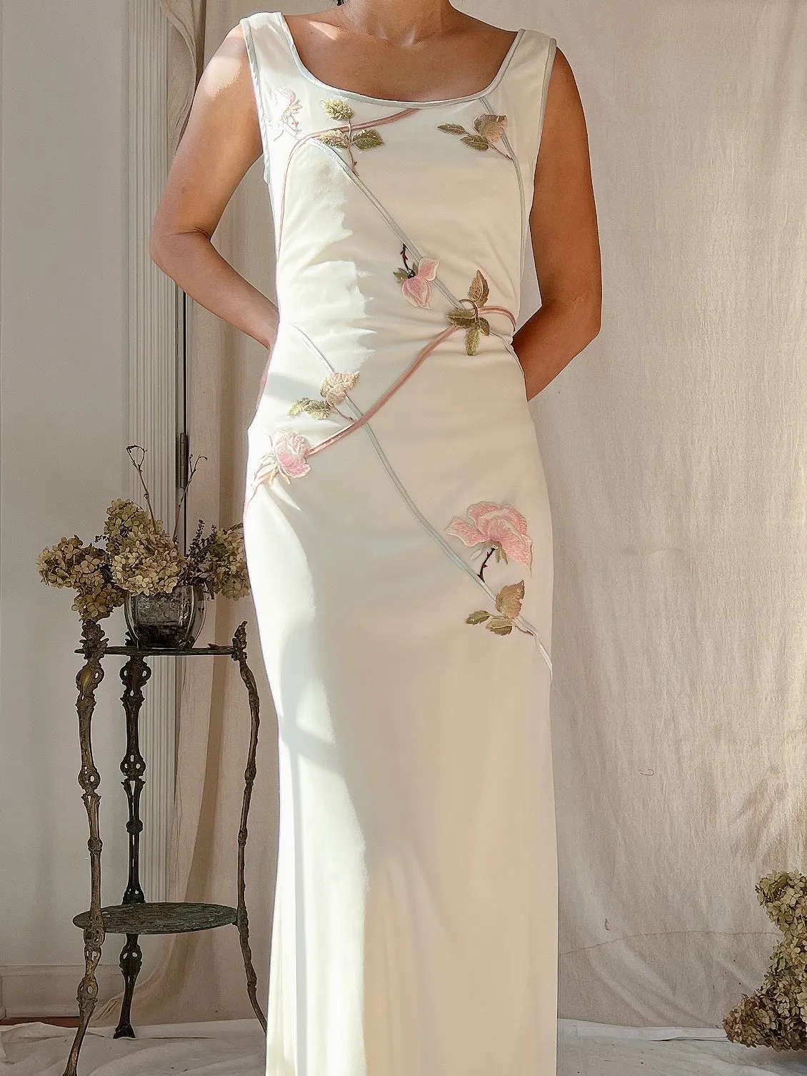 1990s Mesh Embroidered Dress - S