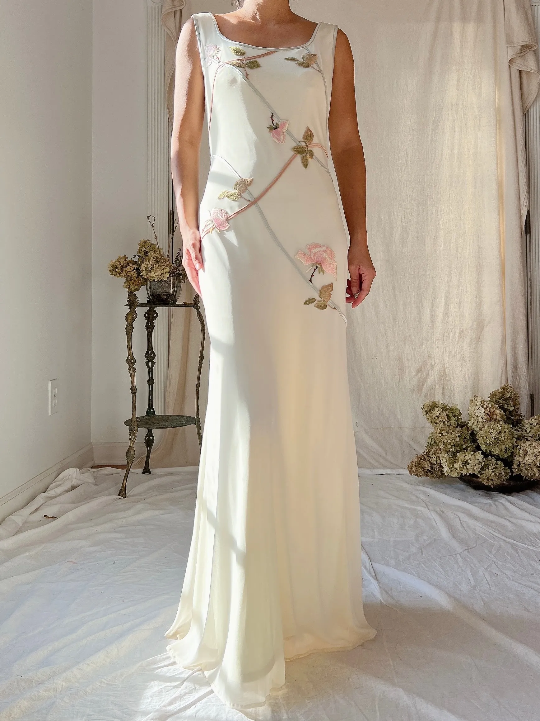 1990s Mesh Embroidered Dress - S