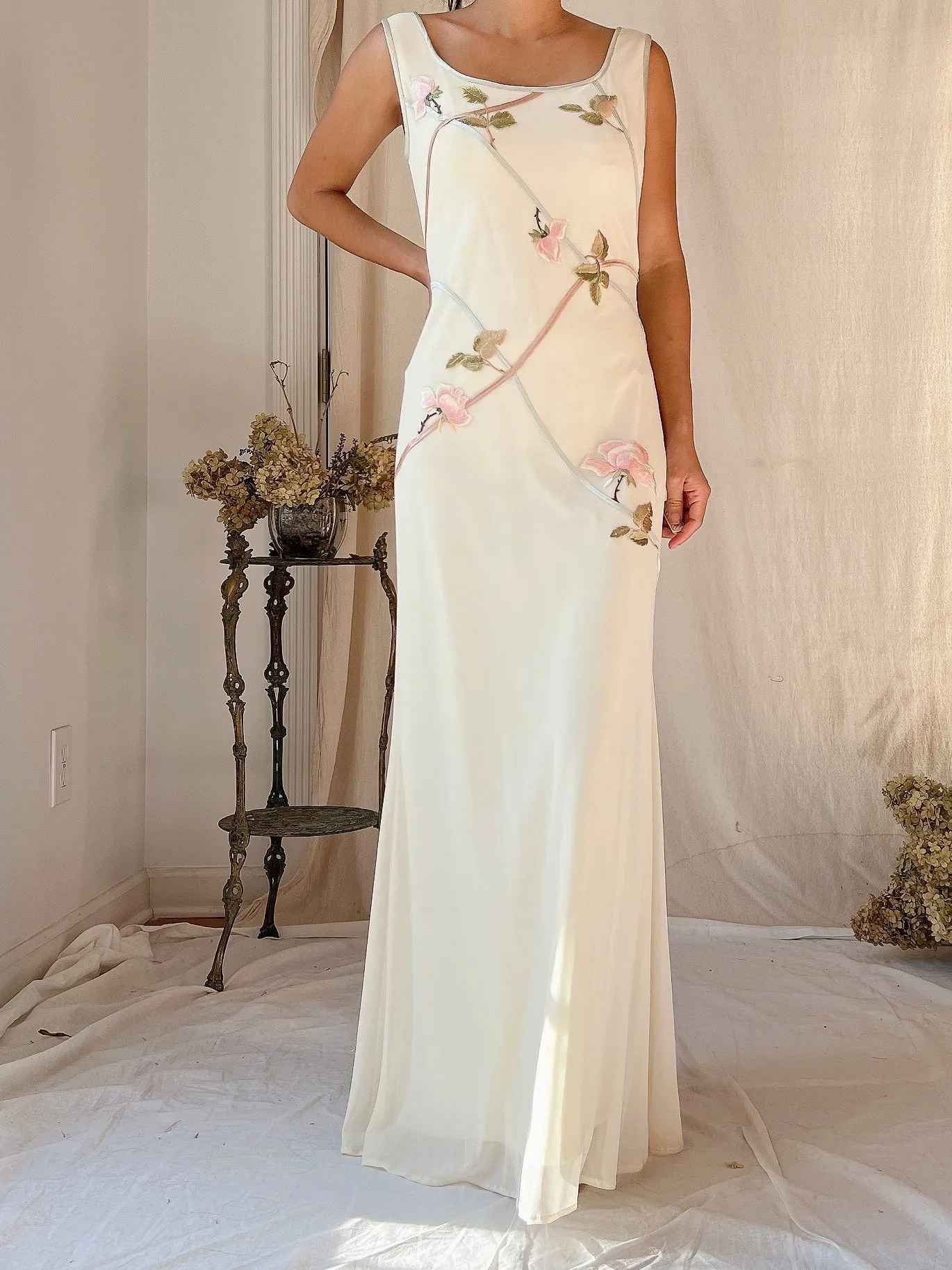 1990s Mesh Embroidered Dress - S