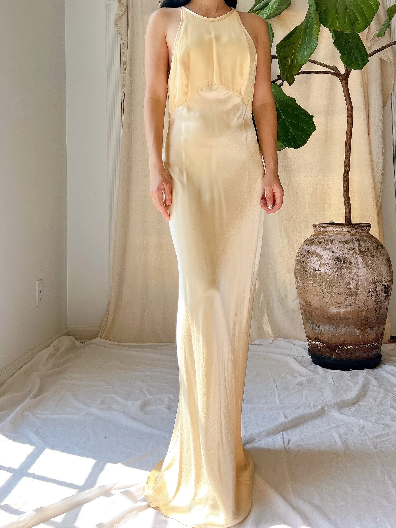 1990s Satin and Velvet Dress - S