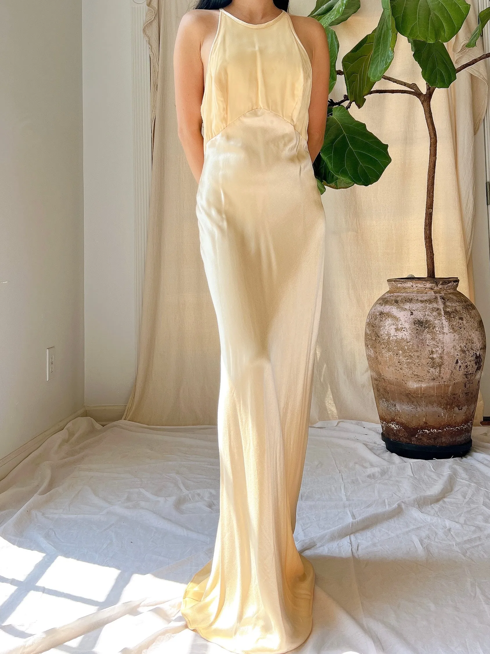 1990s Satin and Velvet Dress - S