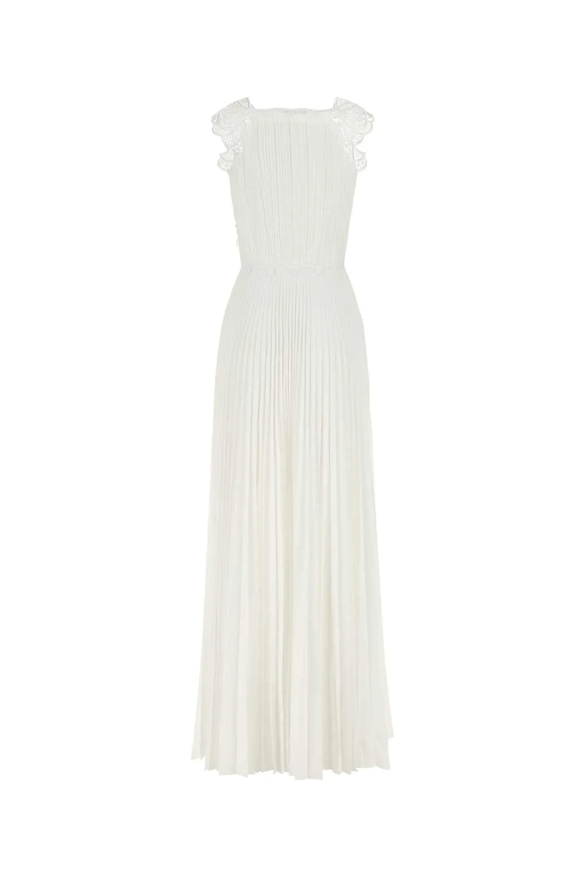 Alberta Ferretti Lace Embellished Pleated Cut-Out Gown