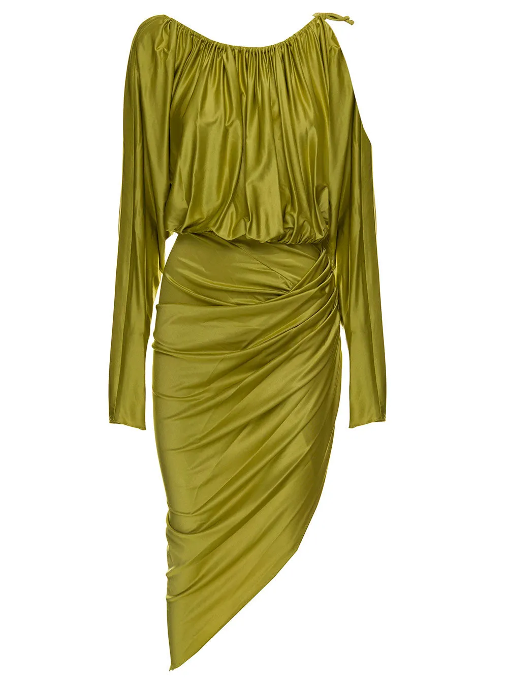 Alexandre Vauthier Ruched Asymmetric Midi Dress