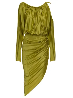 Alexandre Vauthier Ruched Asymmetric Midi Dress