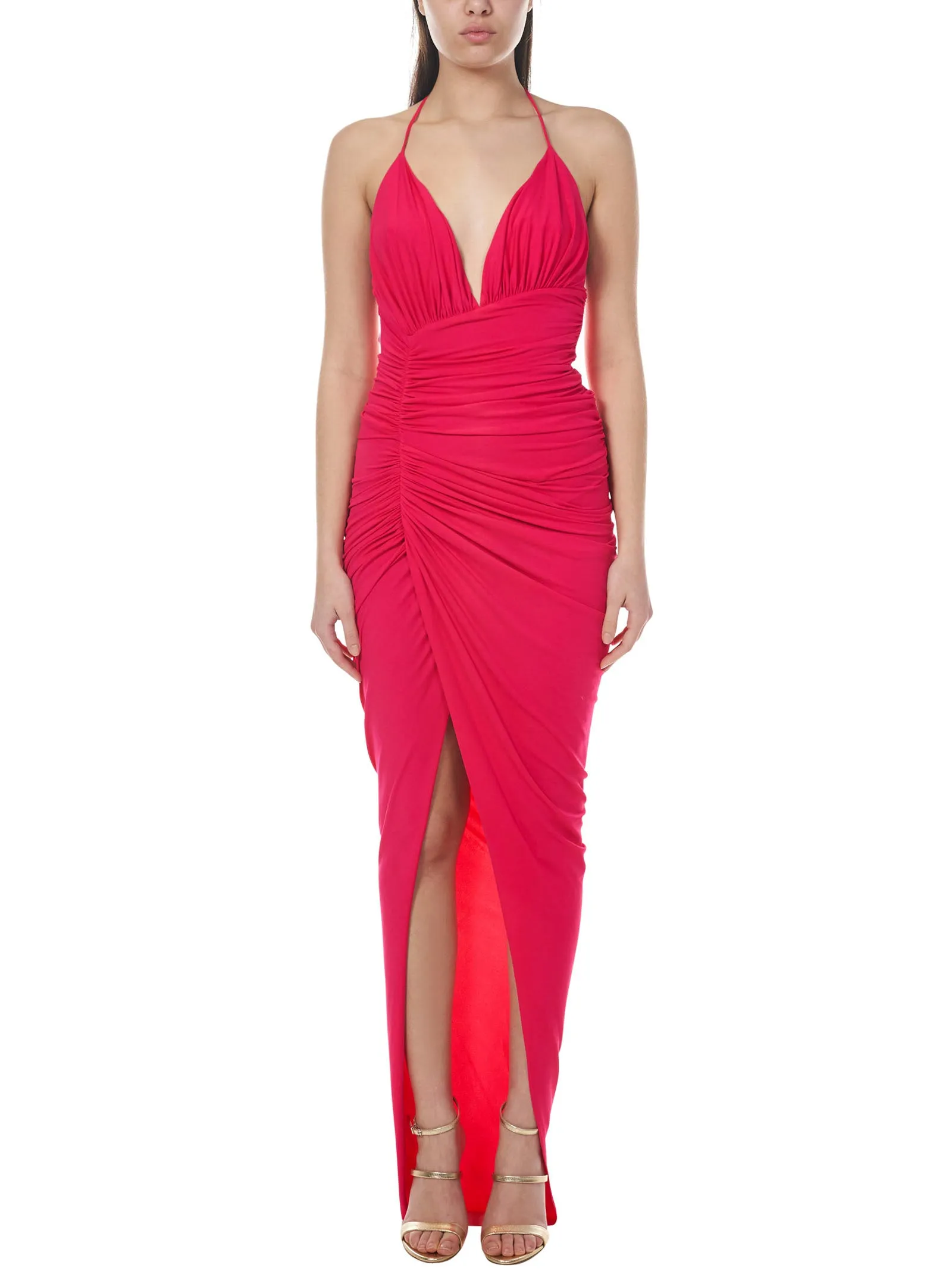 Alexandre Vauthier Ruched-Detail Halterneck Midi Dress