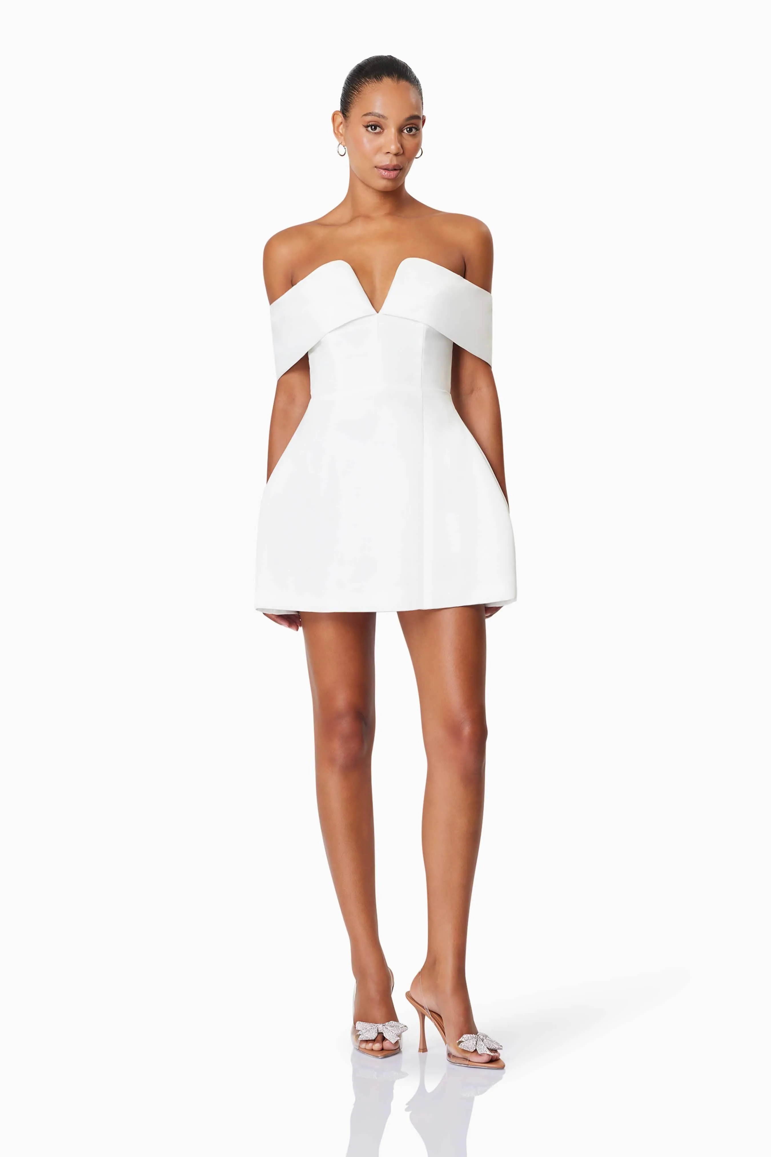 Alice Off The Shoulder Mini Party Dress in White