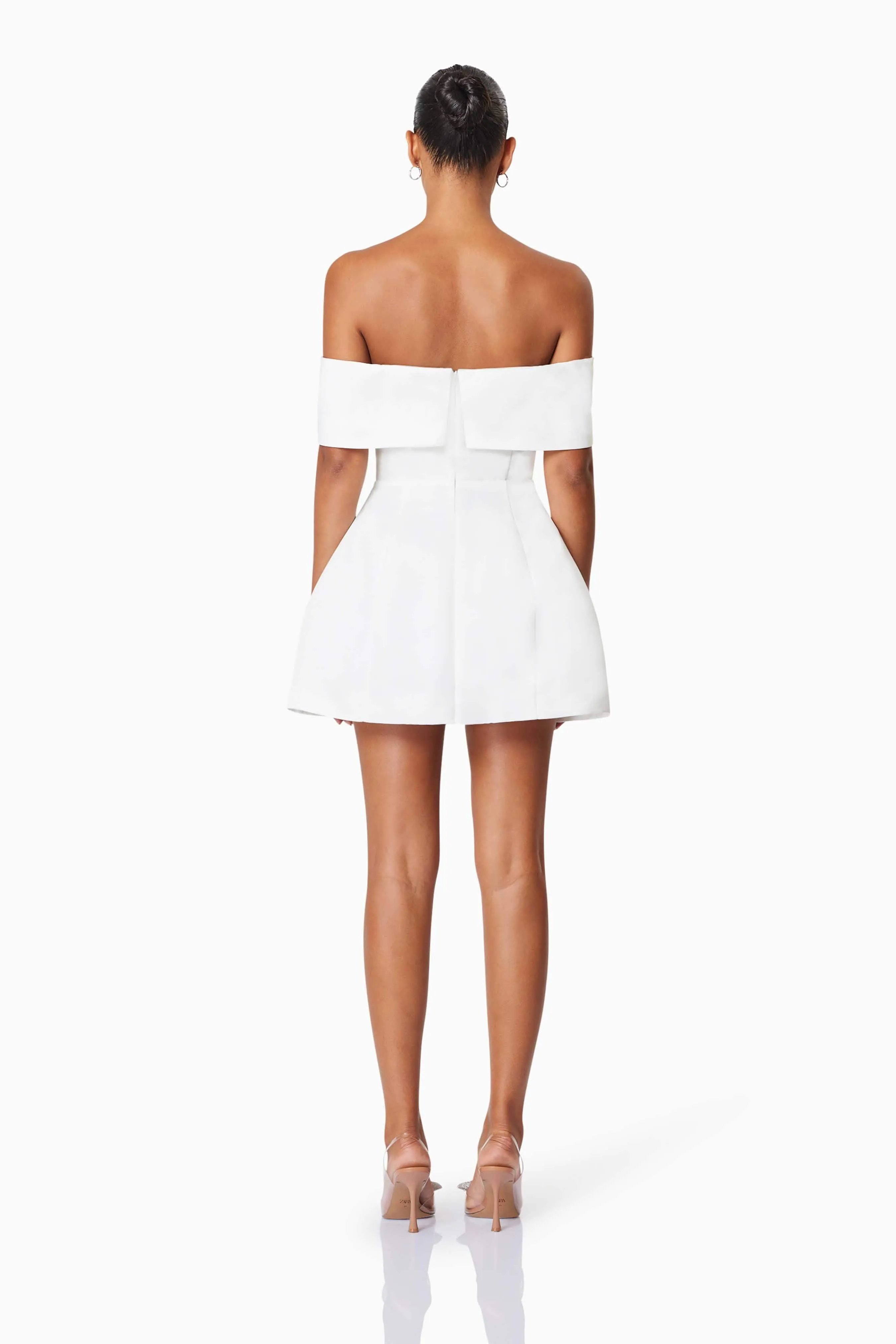 Alice Off The Shoulder Mini Party Dress in White