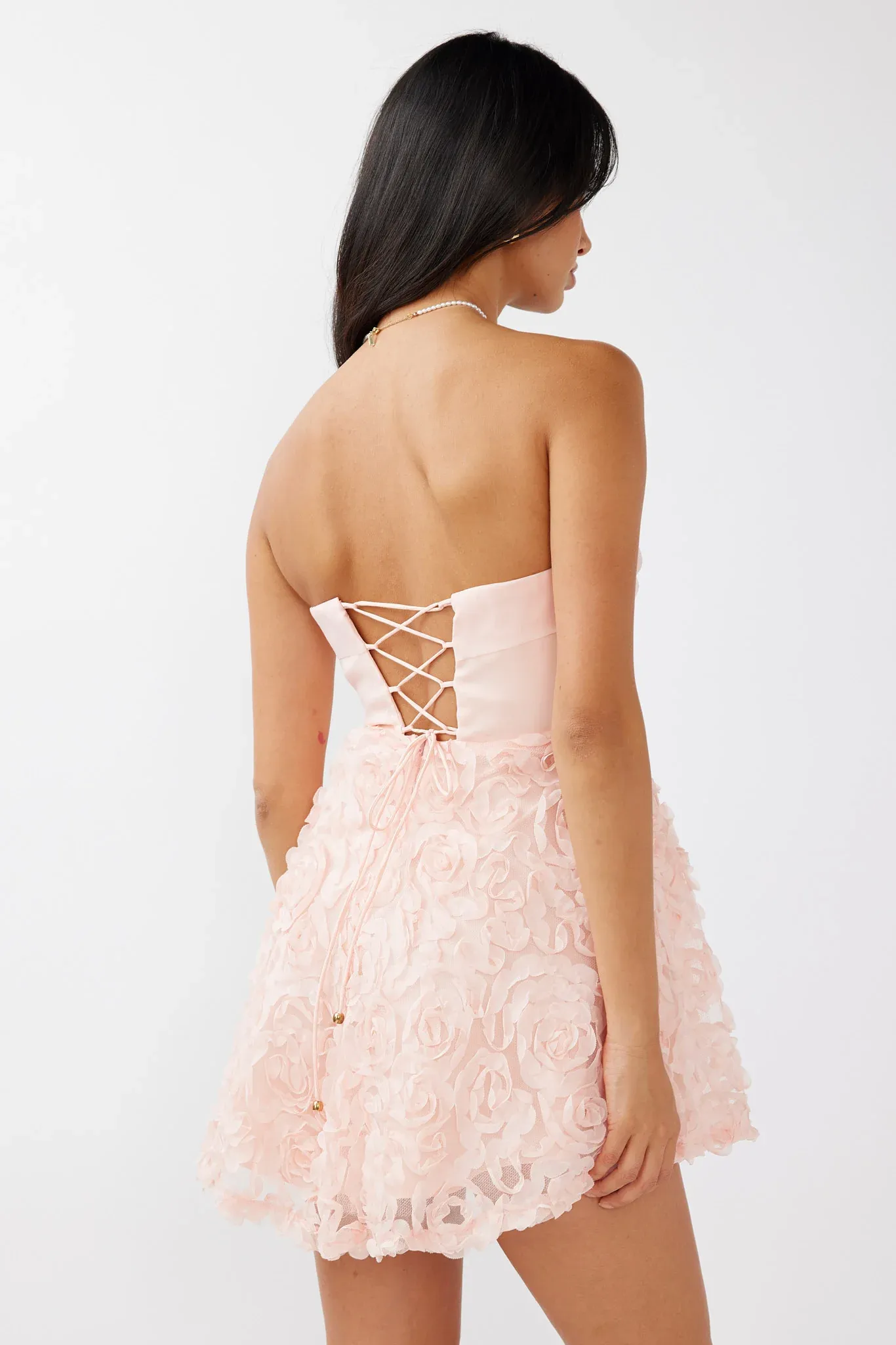 Annalyn Strapless Embellished Mini Dress Pink