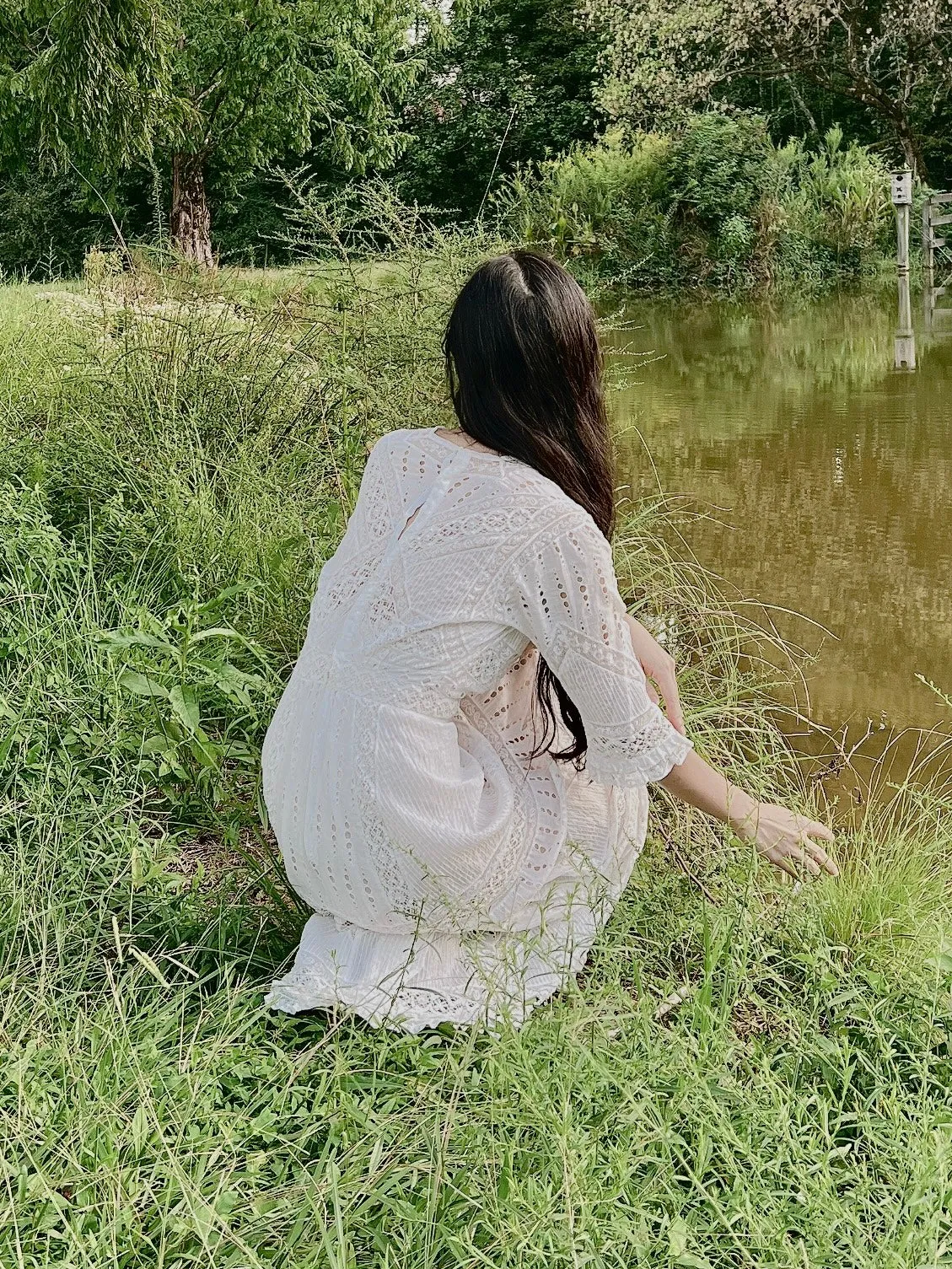 Antique Embroidered Cotton Lawn Dress - XS