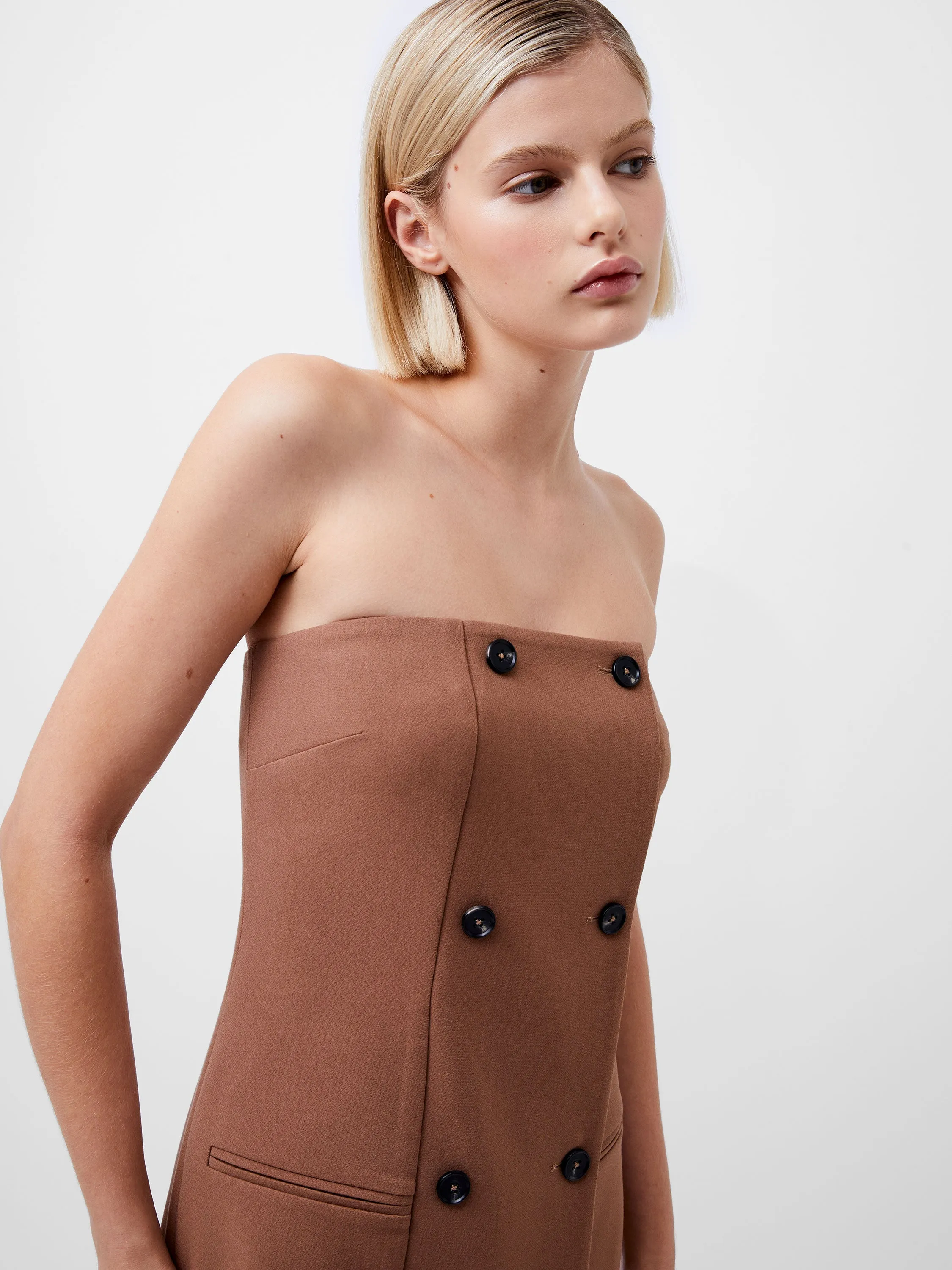 Azra Twill Bandeau Midi Dress