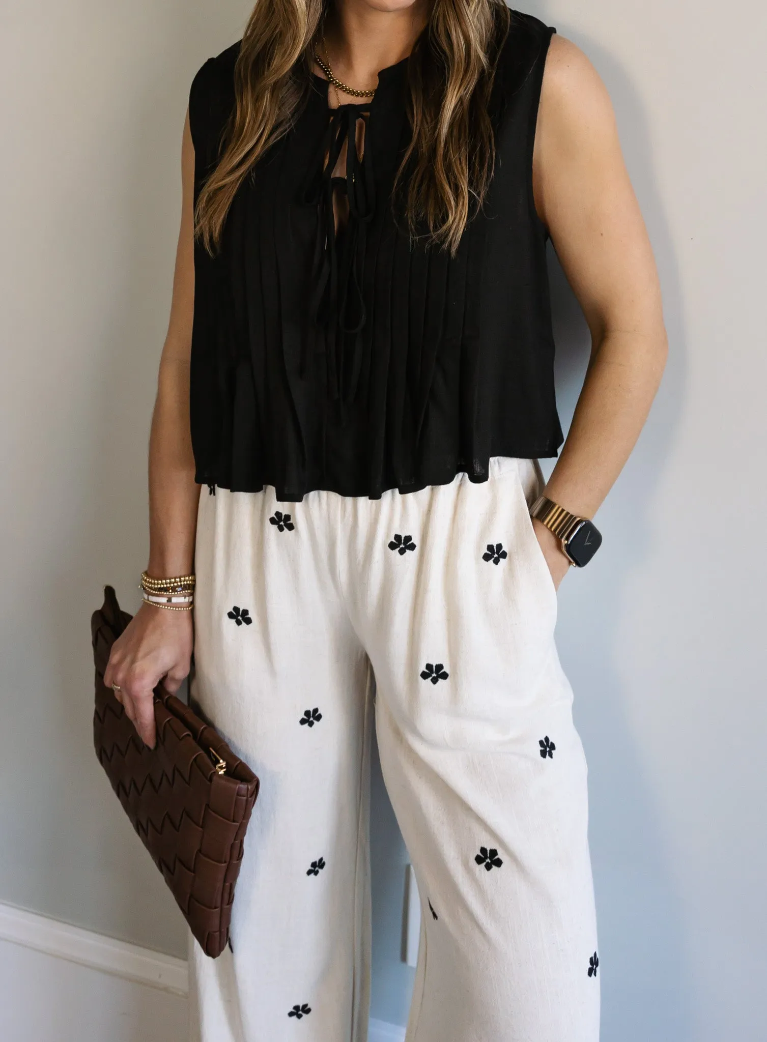 Benson Embroidered Linen Pants - Final Sale