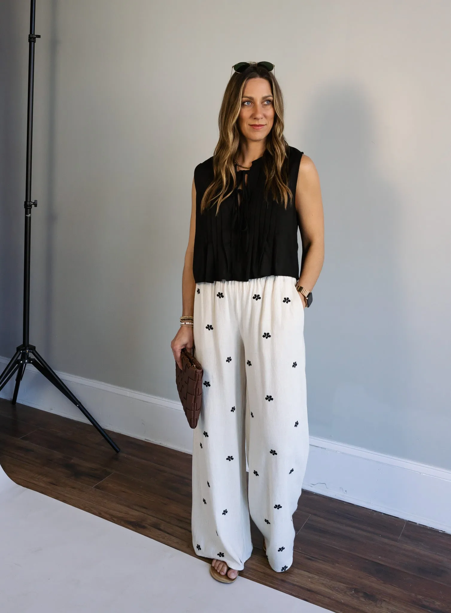 Benson Embroidered Linen Pants - Final Sale