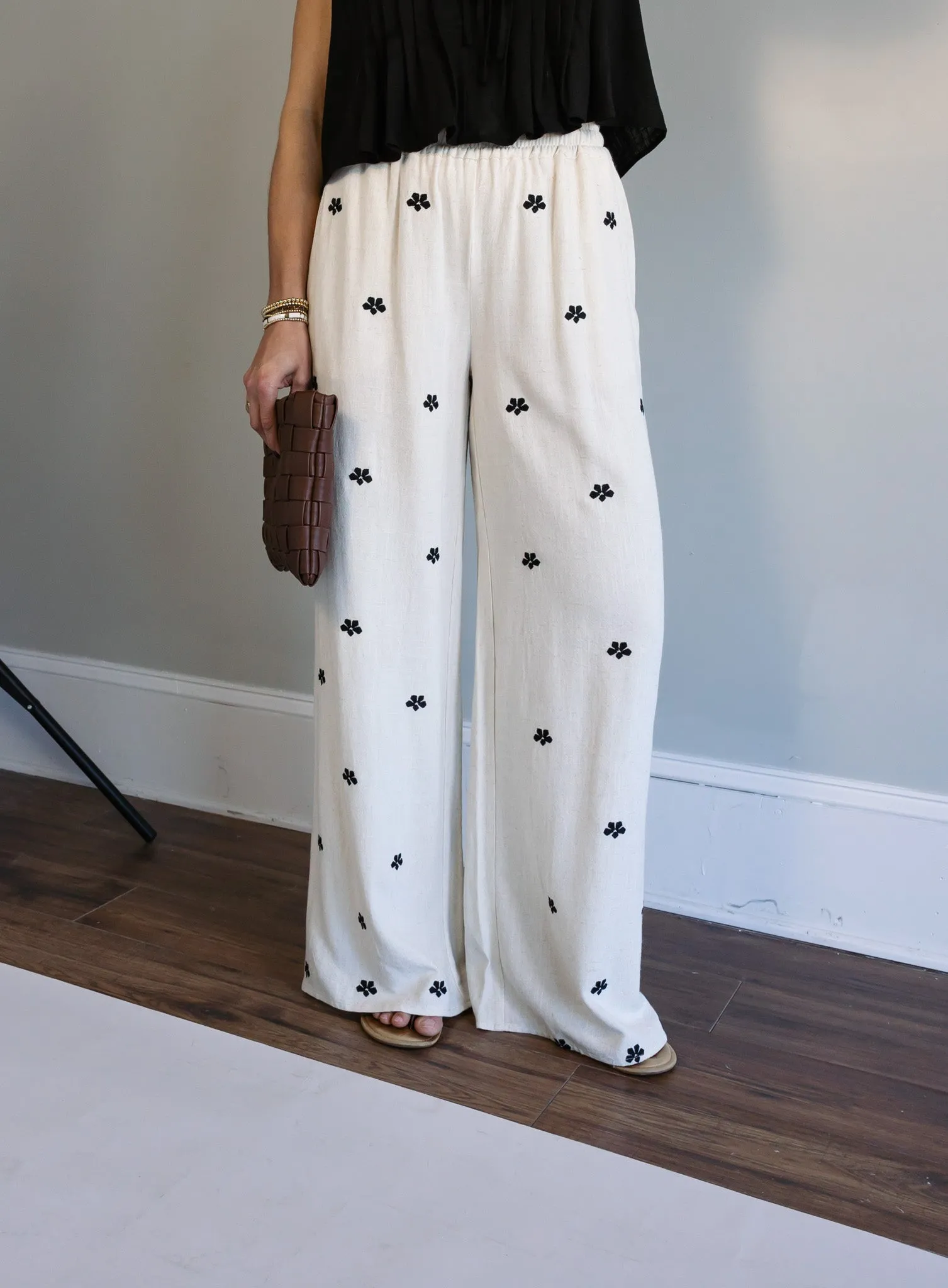 Benson Embroidered Linen Pants - Final Sale
