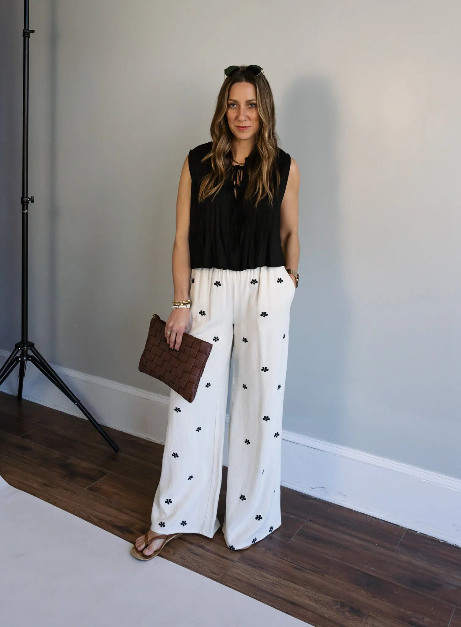 Benson Embroidered Linen Pants - Final Sale