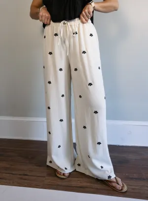 Benson Embroidered Linen Pants - Final Sale