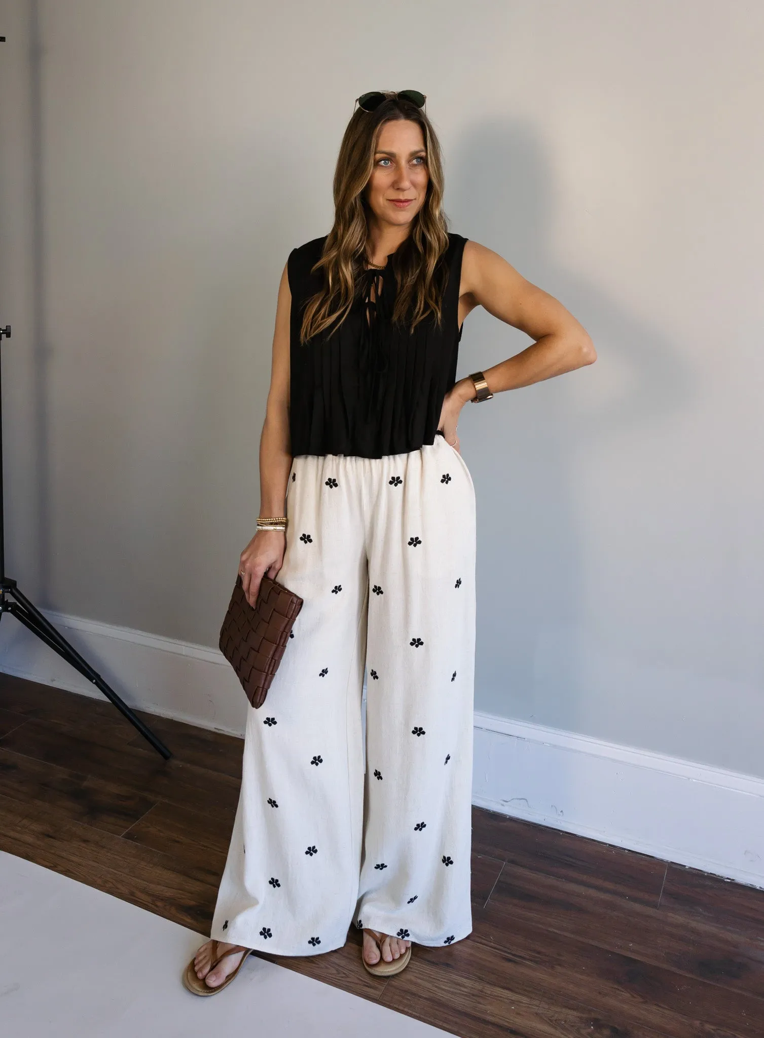 Benson Embroidered Linen Pants - Final Sale
