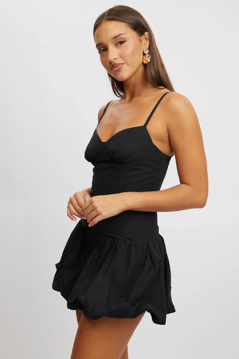 Black Bubble Dress Mini Strappy