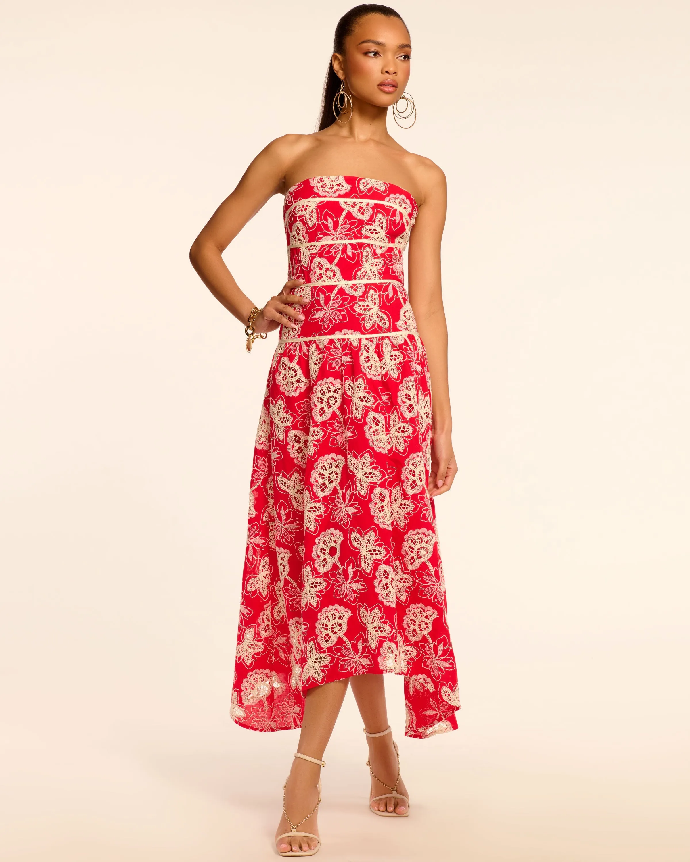 Blanca Strapless Embroidered Maxi Dress