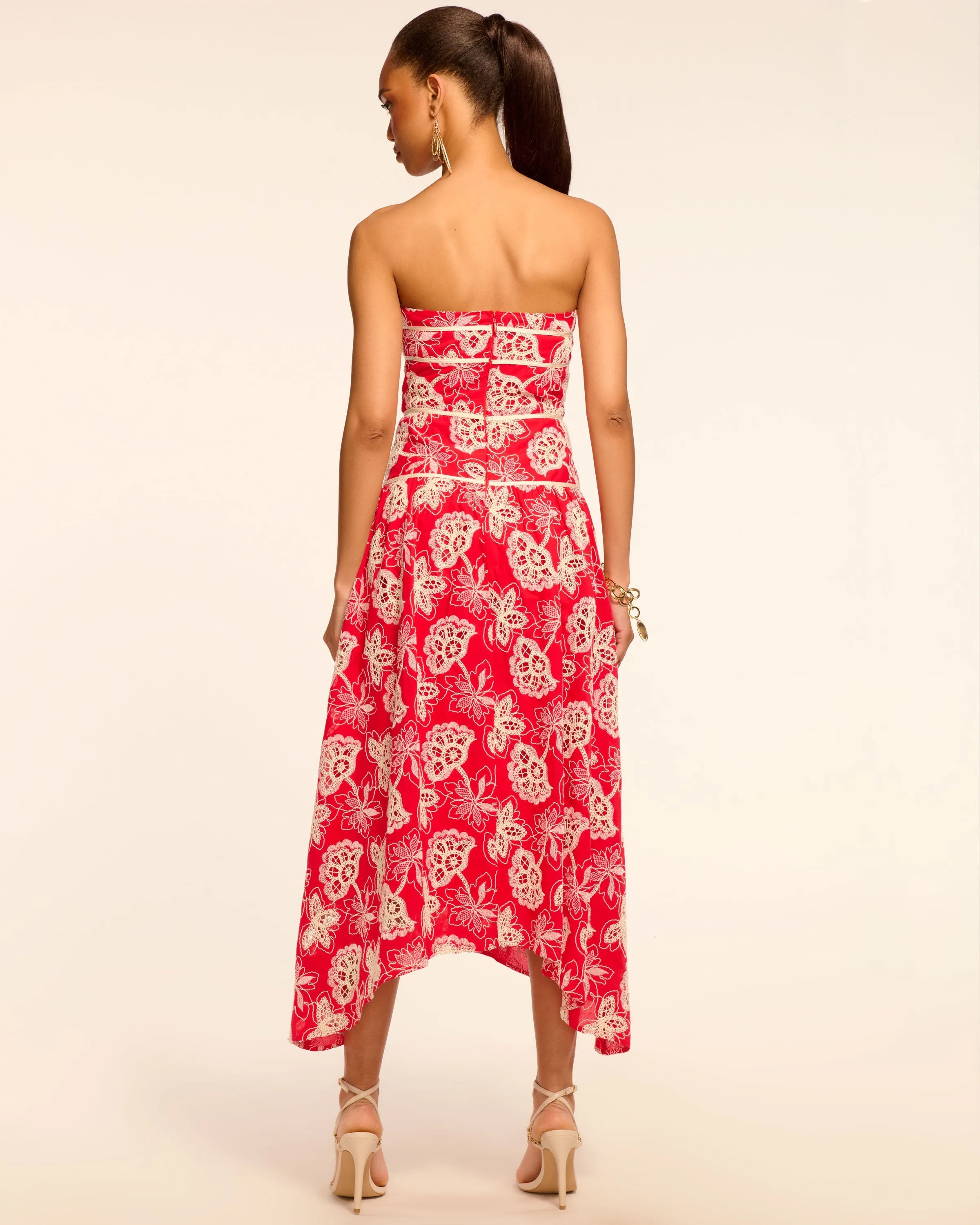 Blanca Strapless Embroidered Maxi Dress