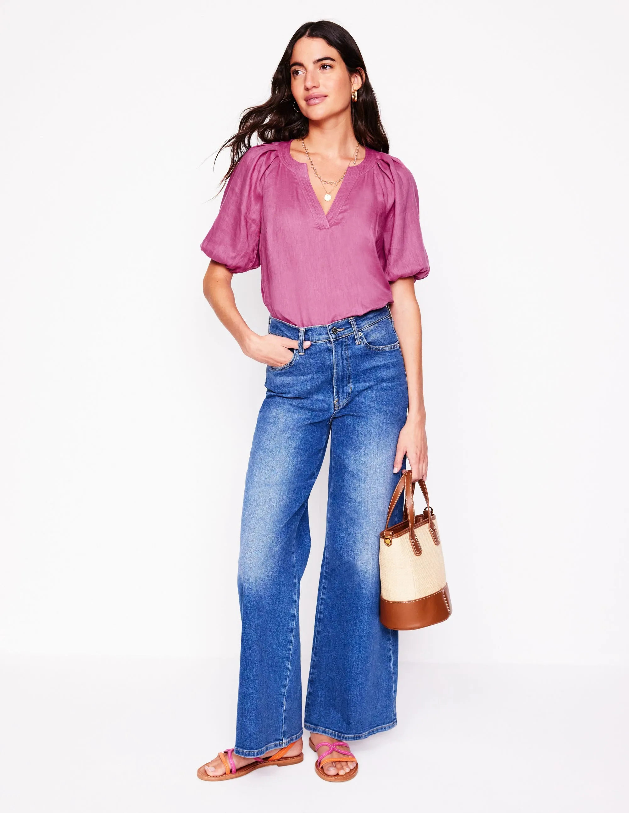 Brooke Linen Top-Purple Damson