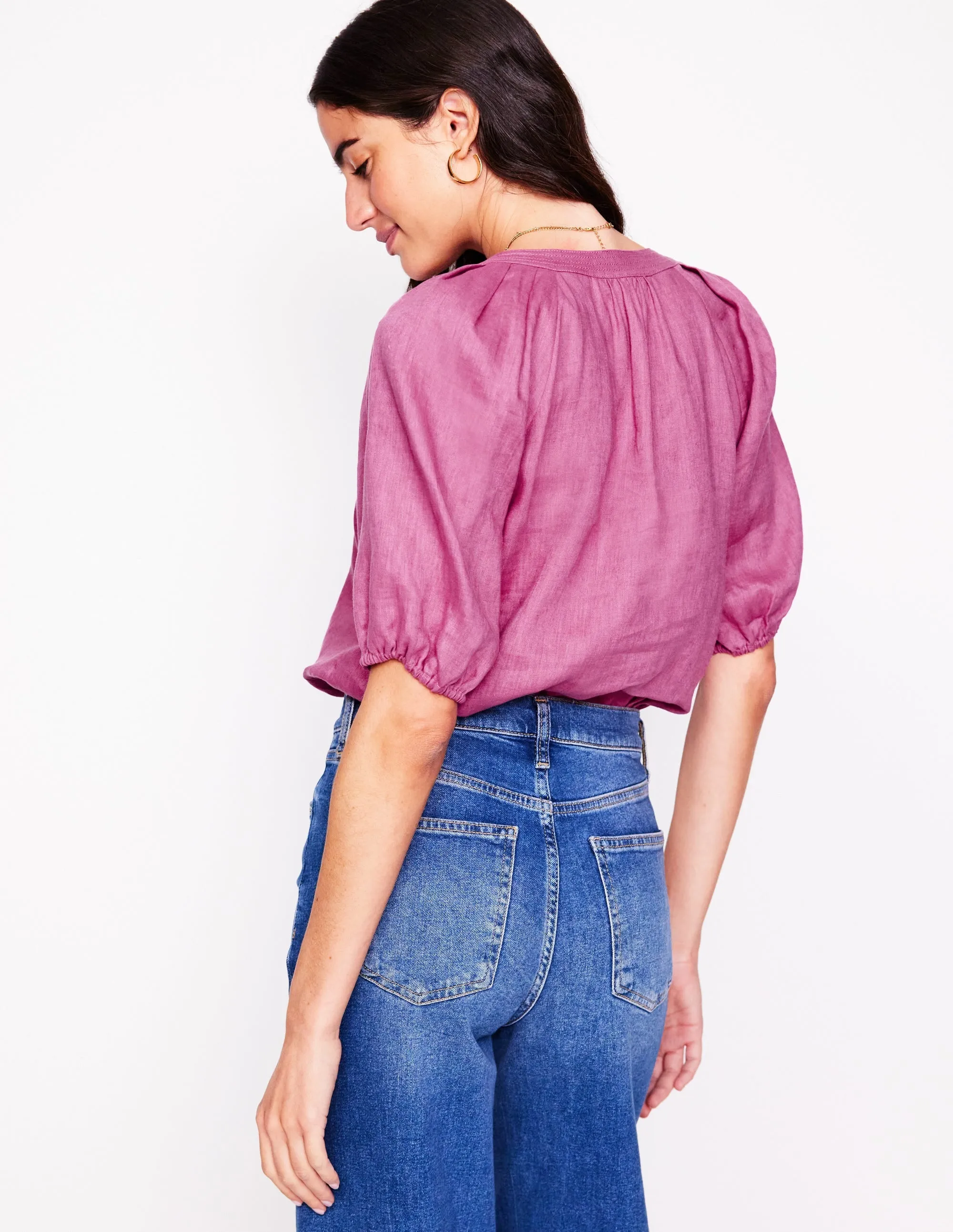 Brooke Linen Top-Purple Damson