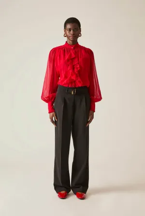 Buckle Waist Black Trousers