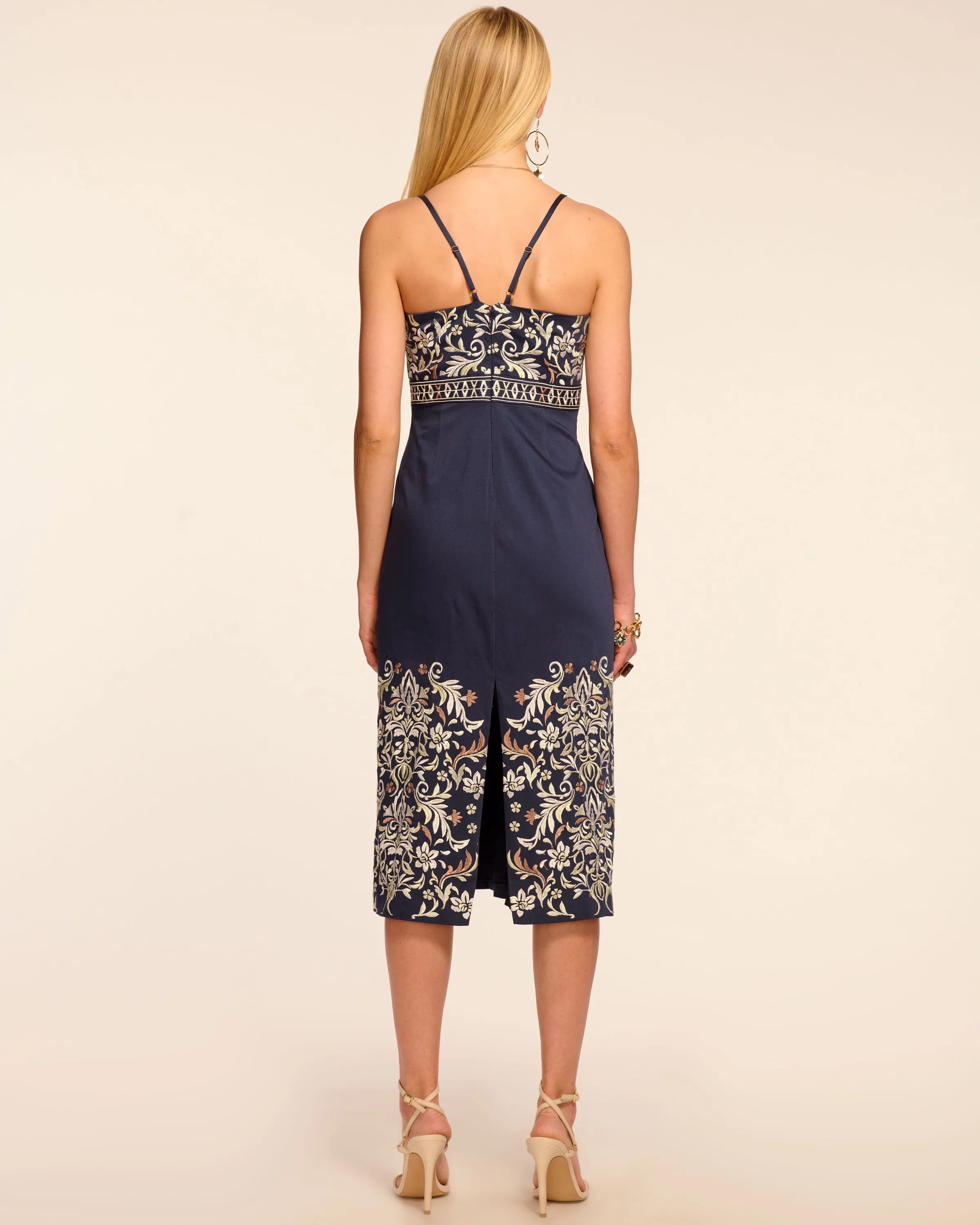 Constanza Linen Embroidered Midi Dress